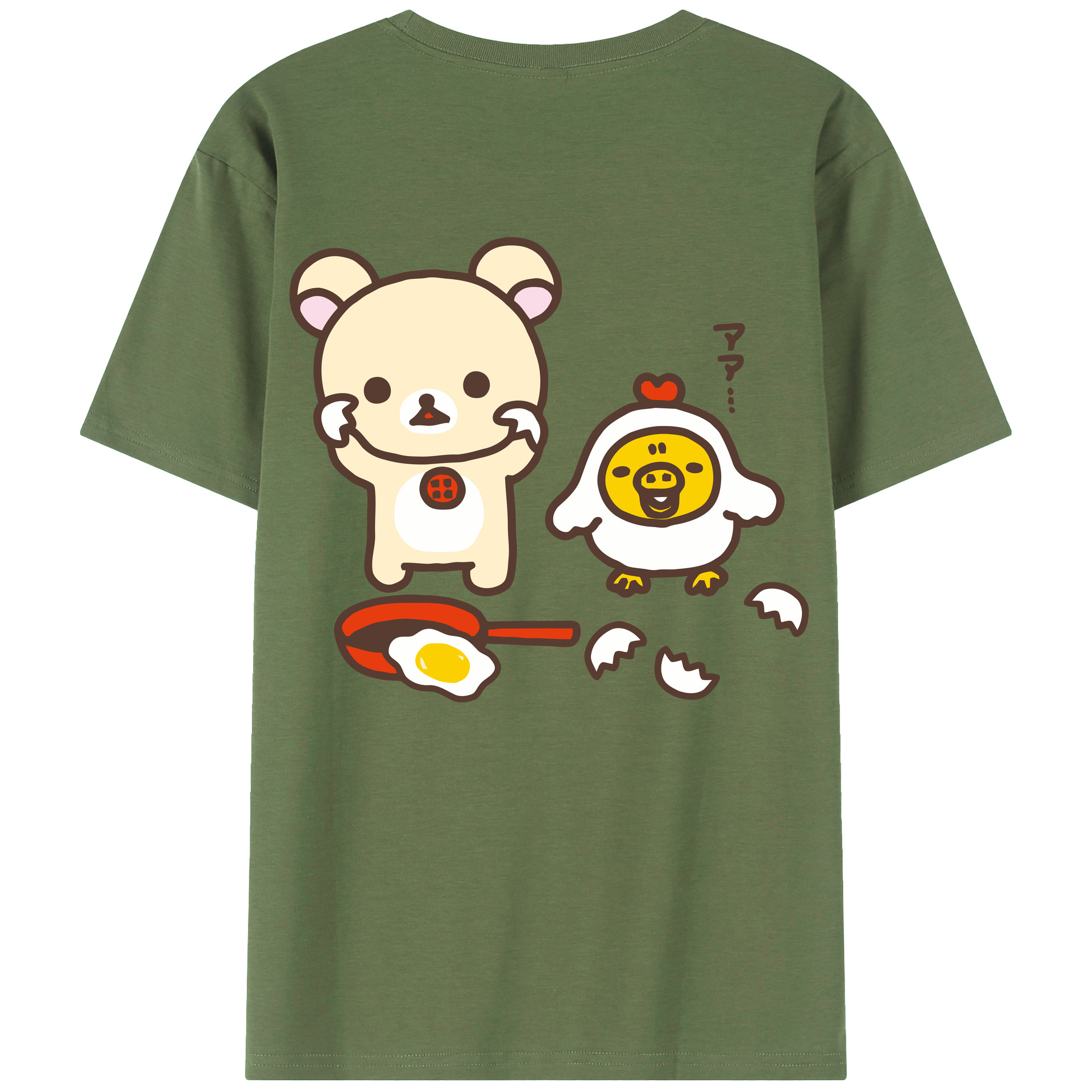 （画像用） リラックマ リラックマ キイロイトリ Rilakkuma Korilakkuma Kiiroitori 綿100％ メンズ半袖Tシャツ（バックプリント） 通気性